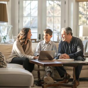 Sell My House New Jersey | We Buy Houses New Jersey | Discover the Easy Selling a House for Cash Process Today! Family discussing cash home selling process in a cozy living room