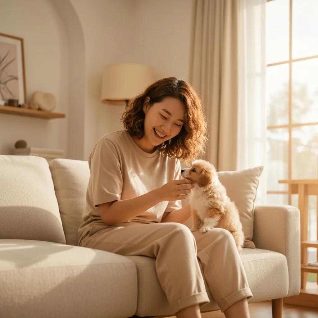 Homeowner reviewing a cash offer on a tablet in a cozy living room