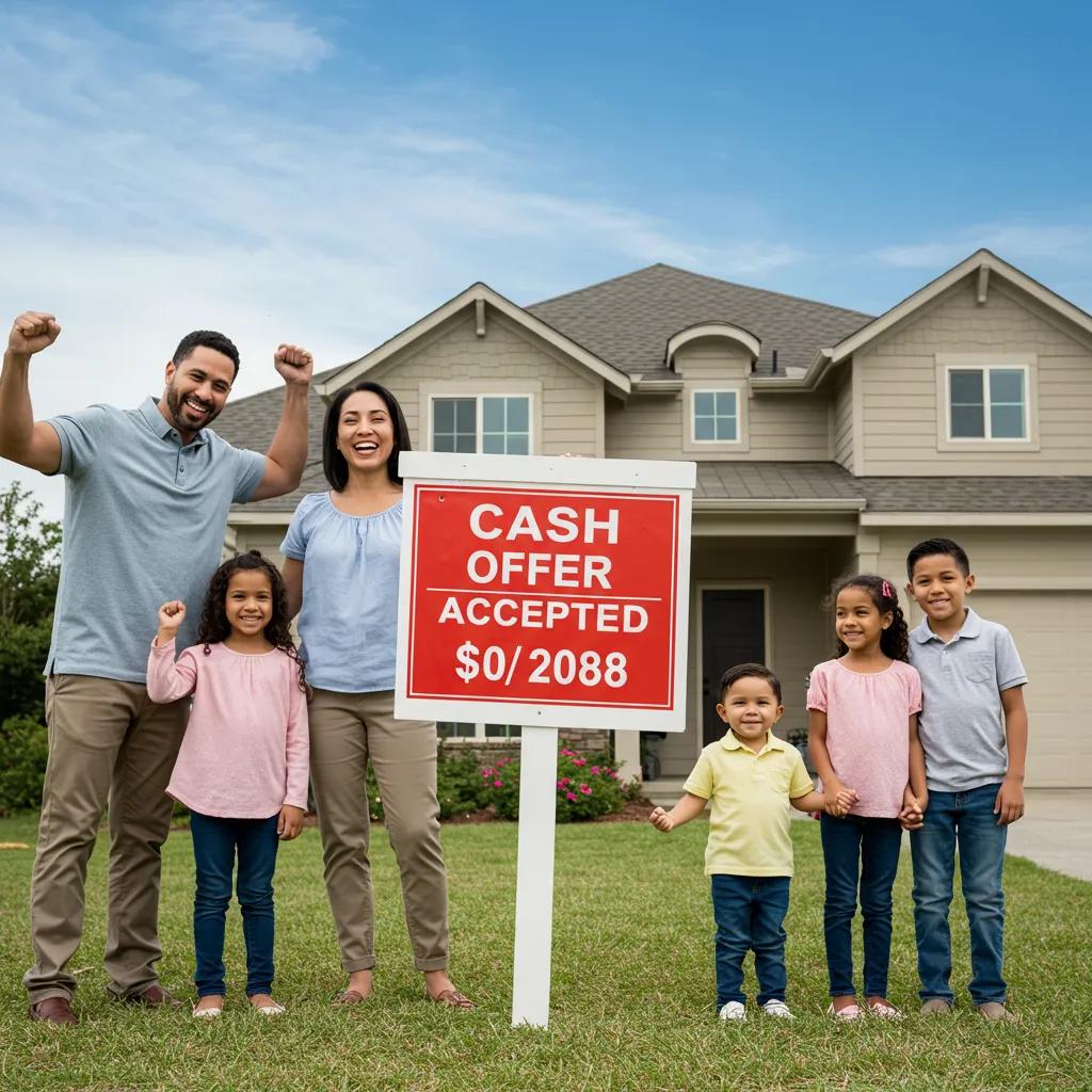 Sell My House New Jersey | We Buy Houses New Jersey | Cash Home Sales NJ Explained for Homeowners Happy family celebrating a cash home sale in New Jersey with a sold sign