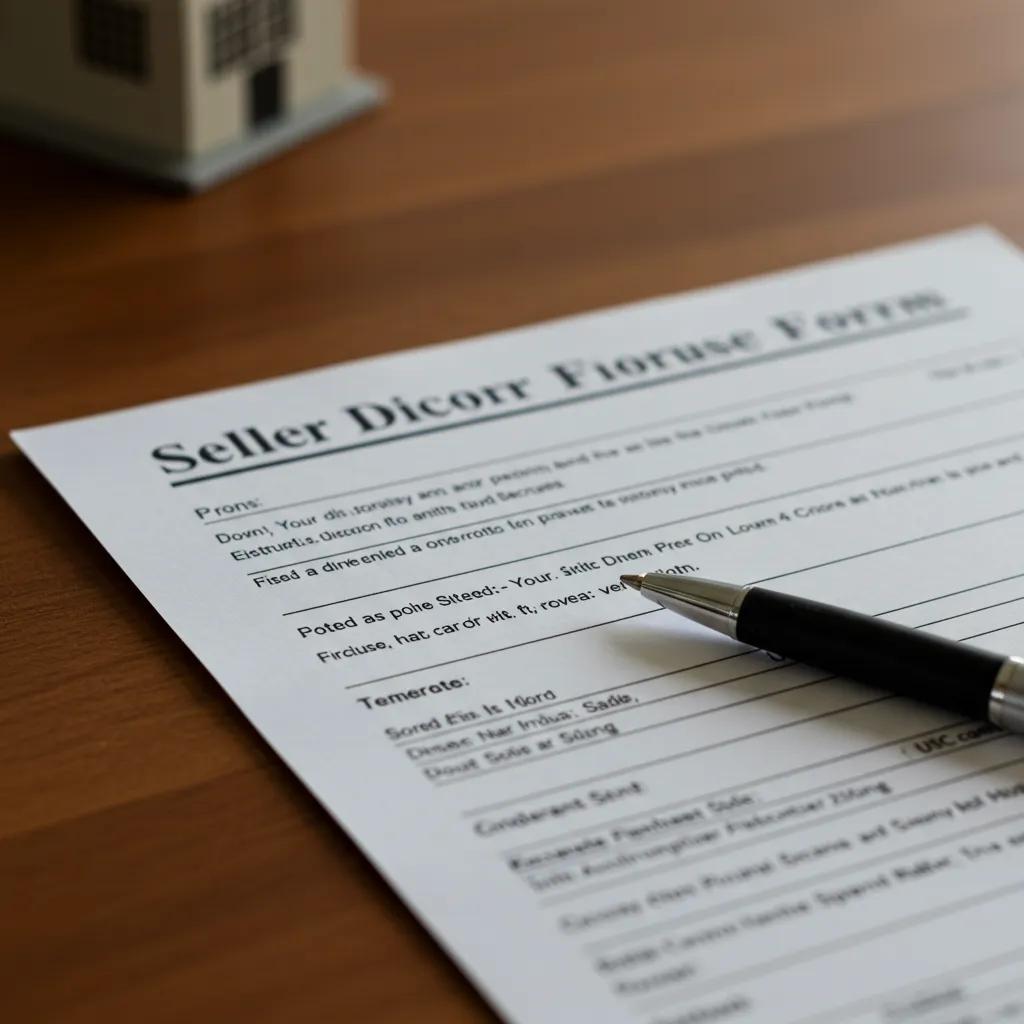 Close-up of a seller disclosure form, highlighting legal requirements for as-is home sales
