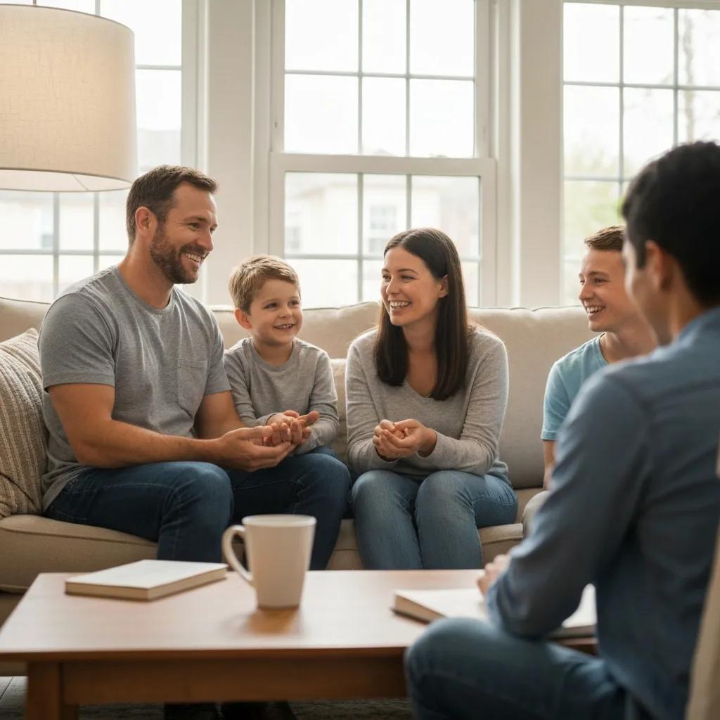 Sell My House New Jersey | We Buy Houses New Jersey | Quick Cash Solutions: Fast Real Estate Transactions NJ Family discussing home sale with cash buyer in a cozy living room