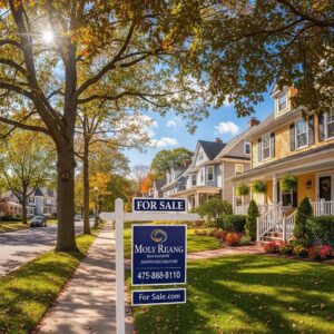 Charming New Jersey neighborhood with houses and a For Sale sign, representing the home selling process
