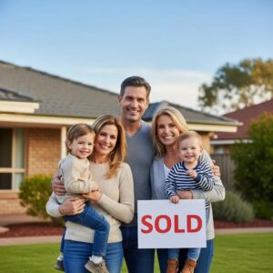 Happy family celebrating a successful cash home sale in New Jersey